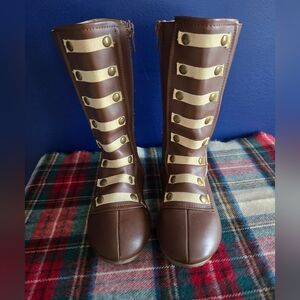 Girls Faux Leather Military Style Boots